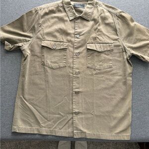 All Saints Olive Green Short Sleeve Button-Up Shirt